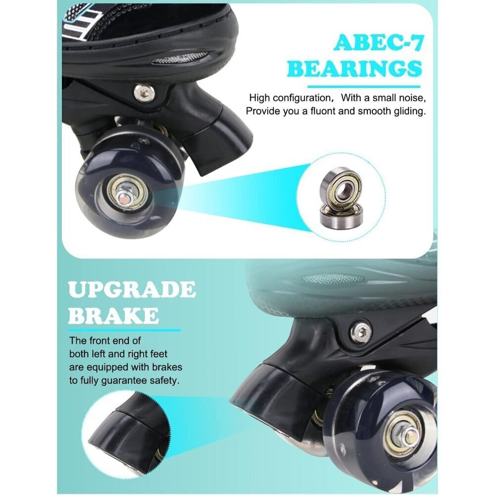 Sowume Kids Black Adjustable 8 Wheels Shine Safe And Fun Illuminating Skates - Picture 4 of 7